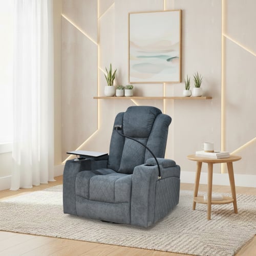 كرسي الملوك استرخاء هزاز دوار مع رف طاولة رصاصي غا...