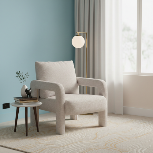 كرسي مفرد قماش بيج