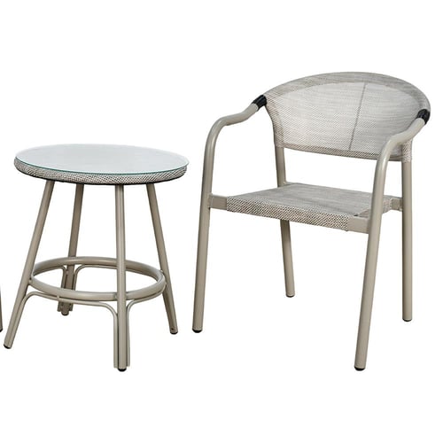 جلسة خارجية 2 مقعد و طاولة بسطح زجاجي