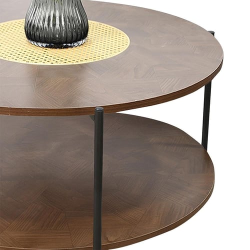 طاولة خدمة مفرد دائري - بني -2 دور