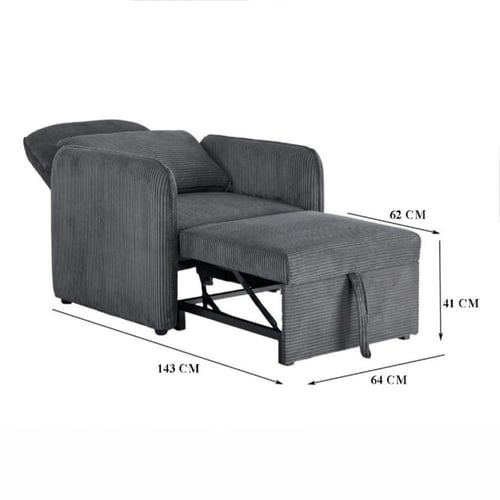 كرسي قابل للتعديل لسرير 2*1 مفرد رمادي غامق