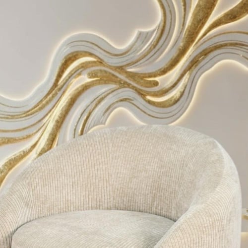 كرسي استرخاء دوار قماشي فاخر كافيه