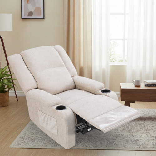 كرسي لواني استرخاء فخم ثابت قماشي مودرن بيج