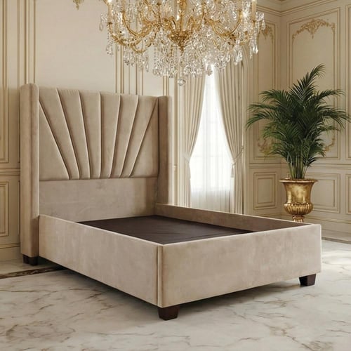 سرير خشبي بتنجيد مخملي فاخر 90×190 سم