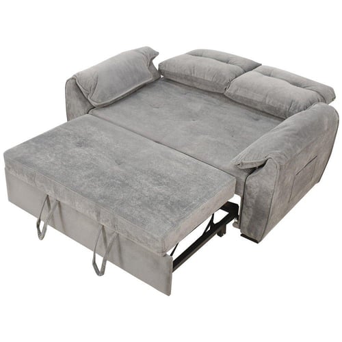 كنبة قابلة للتعديل إلى سرير - رمادي فضي