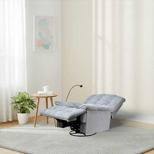 كرسي الغيمة استرخاء فخم هزاز دوار بحامل جوال رصاصي