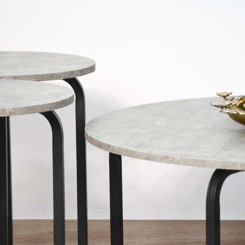 طقم طاولات خدمة 5 قطع من الخشب والمعدن