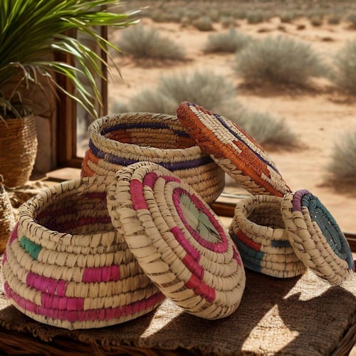 صندوق خوص ملون (طقم ثلاثة)