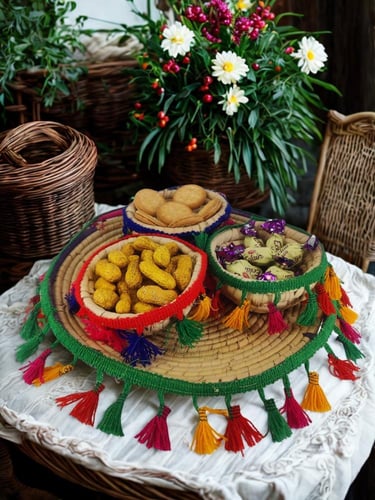 صحن مع ثلاثة اصناف (مزينة)