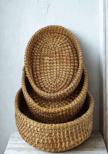 طقم ثلاث صحون بيضاوية