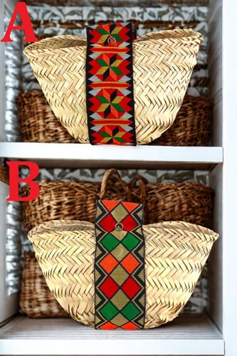 سلة خوص مزينة