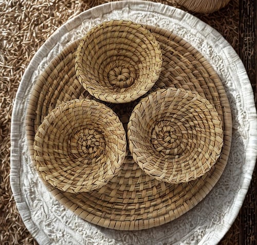 صحن خوص مع ثلاثة بداية