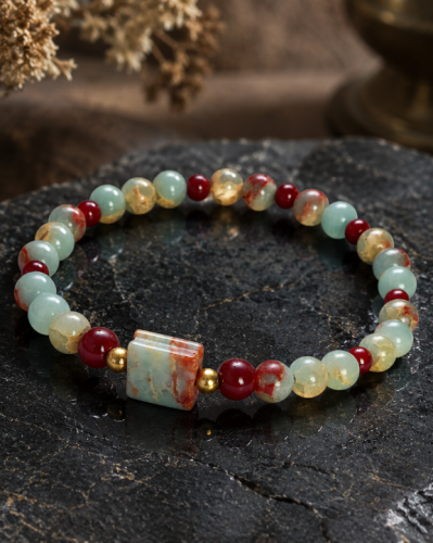 أسورة من الحجر الطبيعي + red agate Blue Snakeskin...