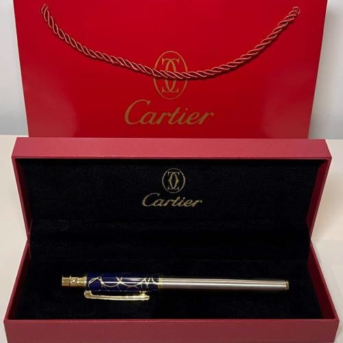 قلم كارتير فضي مع ازرق