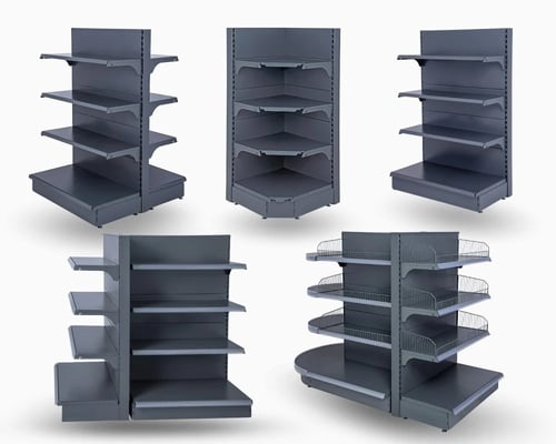 رفوف سوبرماركت وسطي رصاصي