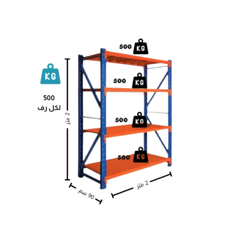 رفوف تخزين حديد حموله 500 كيلو