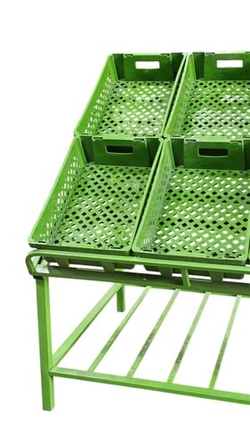 رف عرض فواكه وخضروات معدني مع 6 صناديق بلاستيكية -...