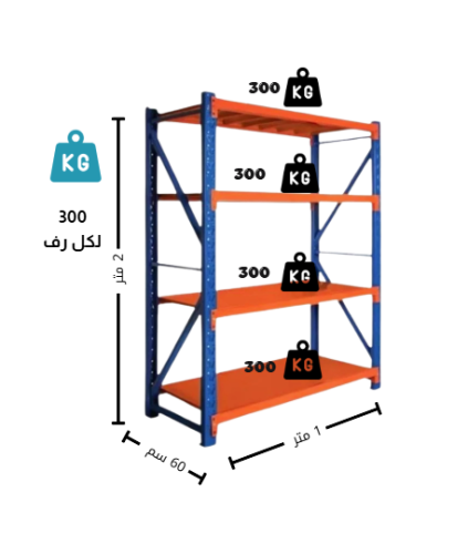 رفوف تخزين مستودعات ازرق حمولة 300.كجم