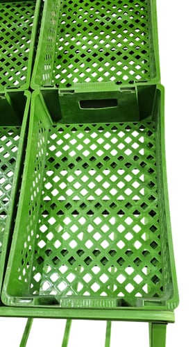 رف عرض فواكه وخضروات معدني مع 6 صناديق بلاستيكية -...