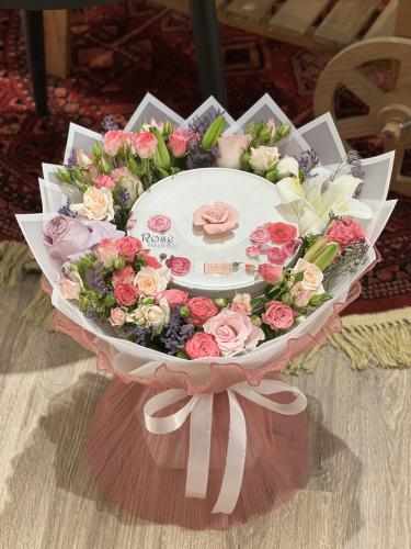 Chocolate bouquet Bostani Rose fabric wrapping