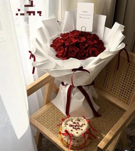 Valentine's Day package, a bouquet of flowers and a 14 cake