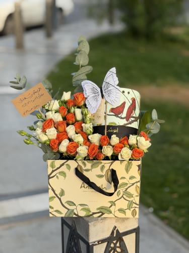 Chocolate gift box with flowers