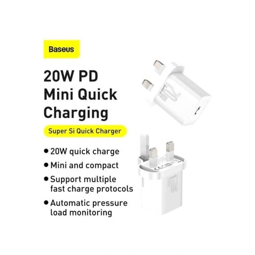 رأس شاحن بيسوس 20 واط بي دي PD - شحن سريع مع حماية...