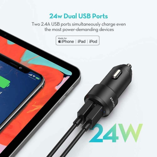 مجموعة شاحن السيارة راف باور RAVPower مع كابل بتقن...