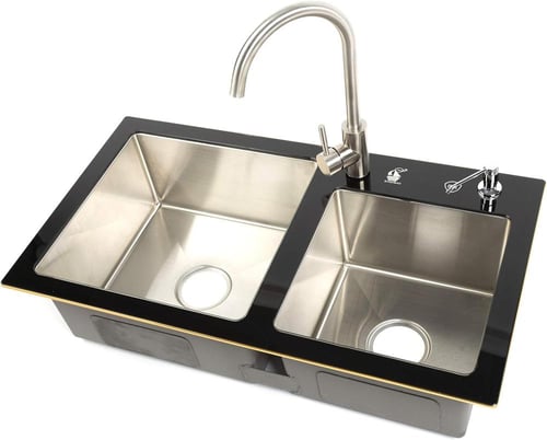 مجلى استانلس ستيل.46x84 مغطى بطبقة من الزجاج 6 ملم...