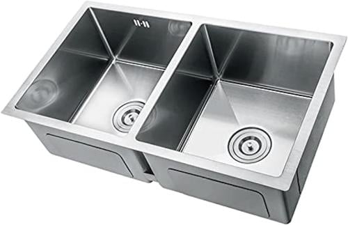 حوض المطبخ مجلى حوضين استانلس استيل 304 الاصلي مقا...