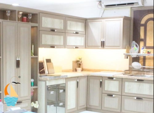 مطبخ المنيوم قطاع خاص مع درف دبل صاج مع سطح رخام ص...