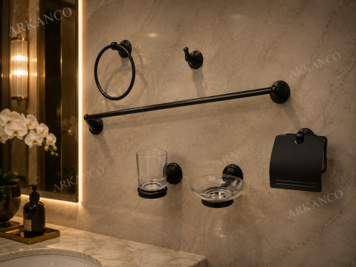 اكسسوار حمام 6 قطع اسود موديل 60178
