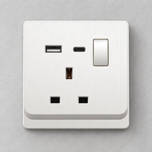 فيش مع منفذ USB+TYPE Cابيض ديكور ZM