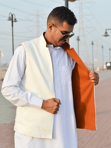 سديري جوخ لون ابيض - بني