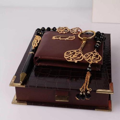 طقم رجالي 5 قطع بالاسم مطلي بالذهب اوالفضه