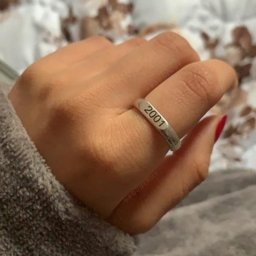 دبلة احرف او تاريخ حسب الطلب فضة خالص