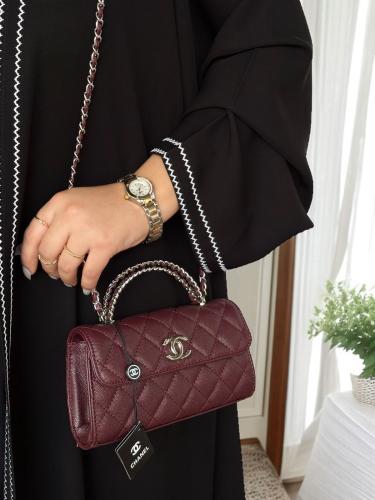 شنطة شانيل - برغندي فضي