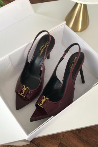 كعب سان لوران ساده - عنابي لامع