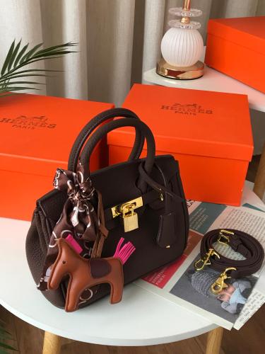 شنطة بيركن 25 سم - بني غامق