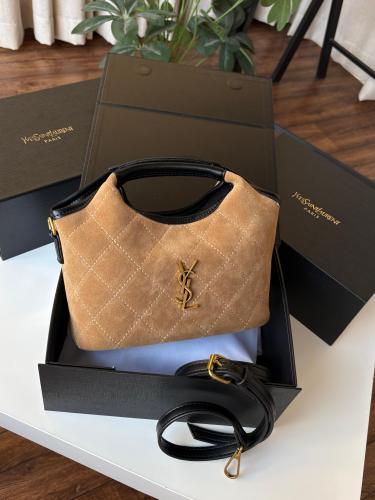 شنطة سان لوران مخمل - بيج