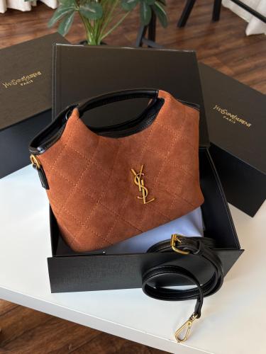 شنطة سان لوران مخمل - بني جملي