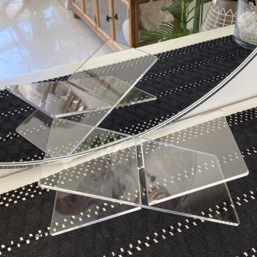 حامل كتب أكريليك شفاف بتصميم هندسي قابل للطي