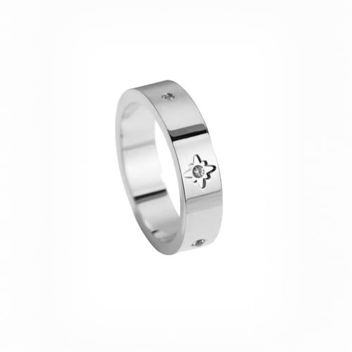 سوار وخاتم نجوم مقاوم للصدأ / فضي