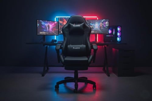 كرسي ألعاب قابل للتعديل مصنوع من الجلد مريح مع مسن...