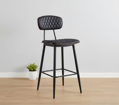 كرسي بار جلد بتصميم عصري بمقعد مبطّن فاخر وهيكل مع...