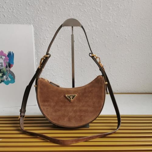 Prada - Arqué suede shoulder Bag