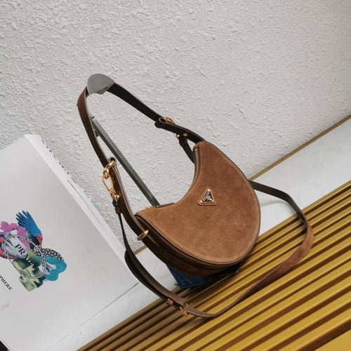 Prada - Arqué suede shoulder Bag