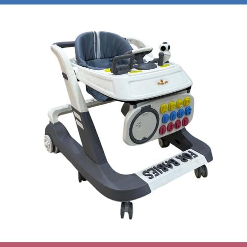 مشاية أطفال مع تعليم مشي ولوحة العاب وفرامل درج