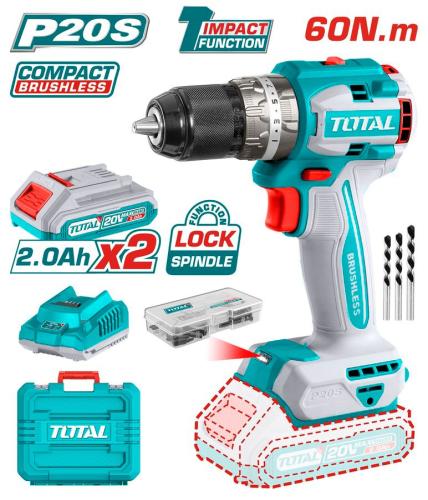 درل بطارية TOTAL 20V-13MM رأس حديد حفر