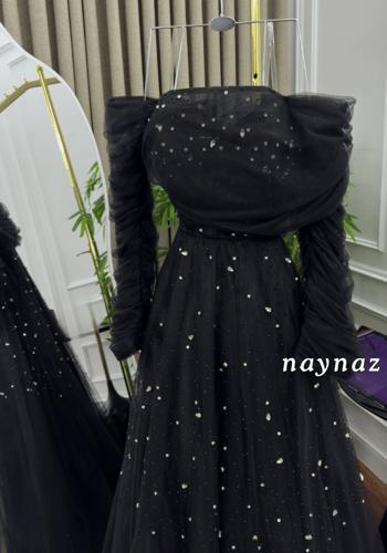 فستان سهرة تل كلوش دبل بفصوص